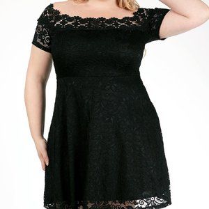 Black Lace Off the shoulder baby doll dress 2xl NWOT